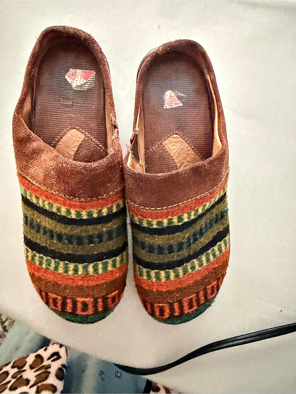 Striped Brown & Green Moccasins - Picture 2 of 6
